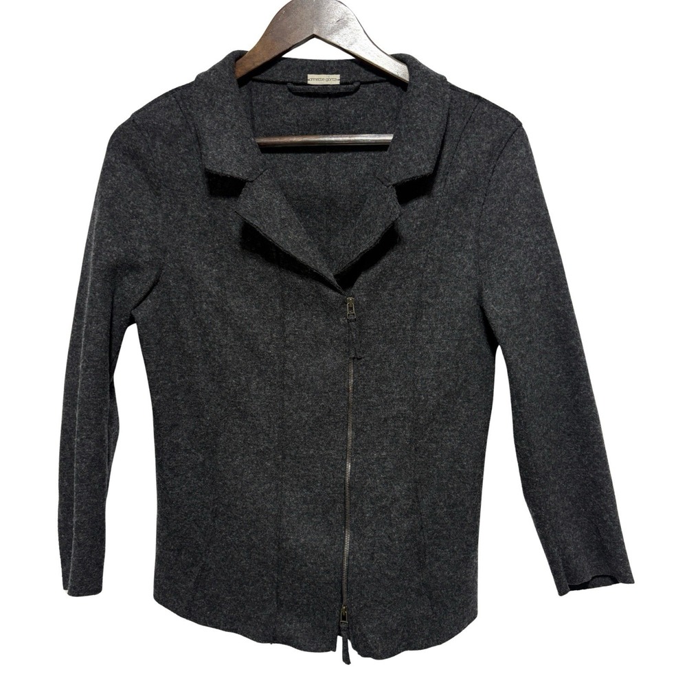 Annette Gortz Cardigan Jacket Women XS 34 Gray Wool Cashmere Asymmetrical Zipper